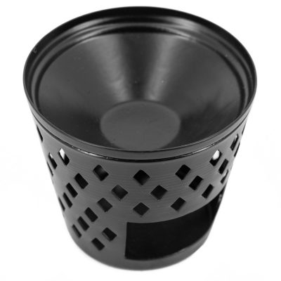 Waxwarmer zwart metaal 9,5x8.5cm - B2B