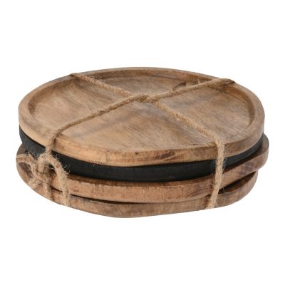 Massief houten schaaltjes / onderzetters 17x16cm (per 4 stuks) mangohout - B2B