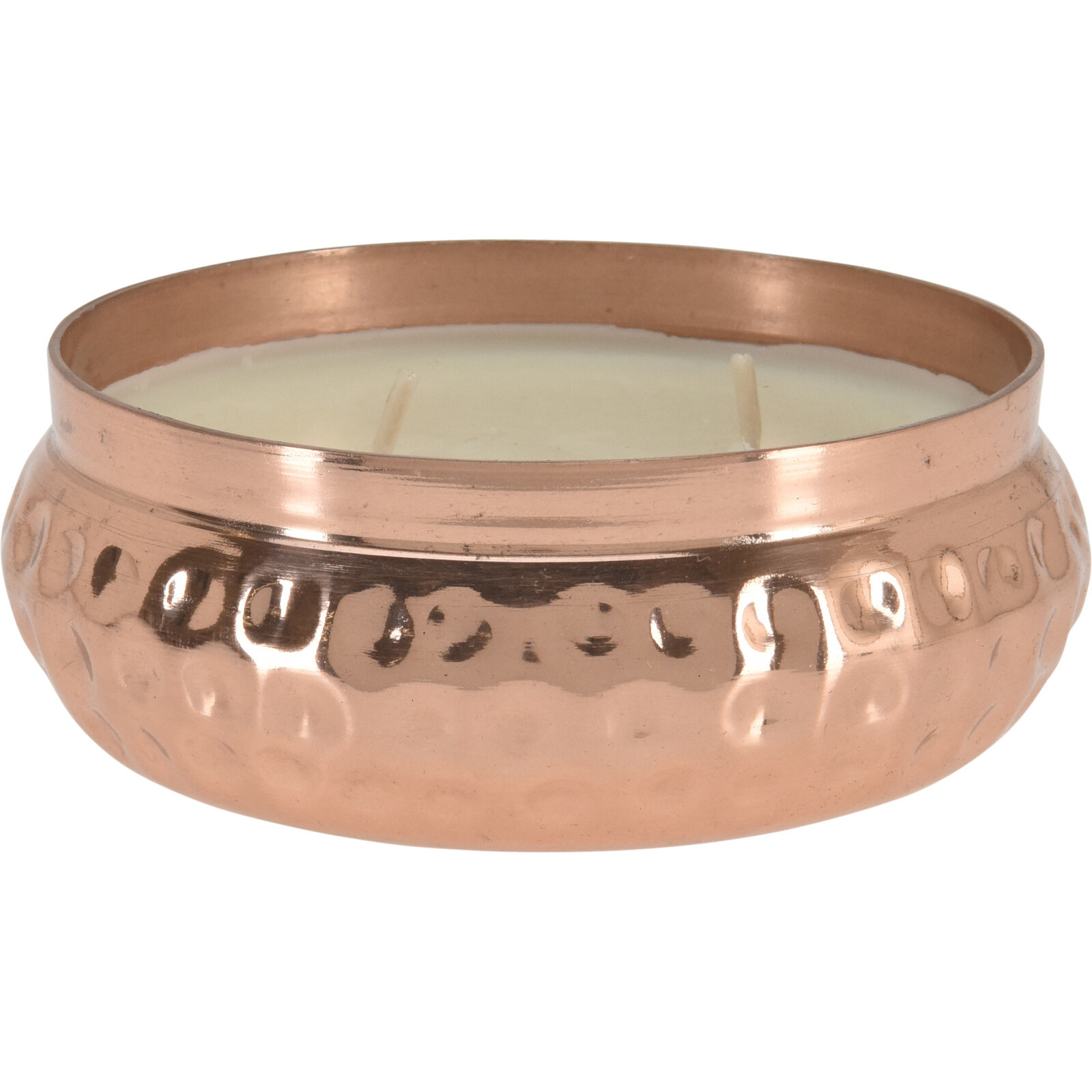 Geurkaarsen in rosé goud metalen schaal 9.5cm