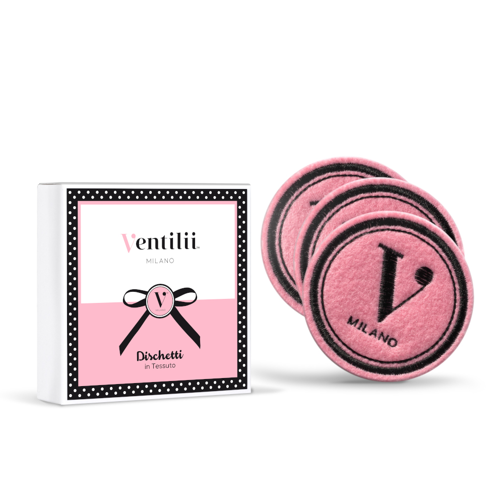 Box met 3 roze stoffen hangers - Ventilii Milano (per 5 stuks) - B2B