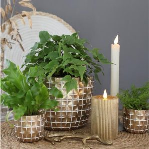 LED stompkaars in goud 7.5cm hoog met ribbel - Afbeelding 4