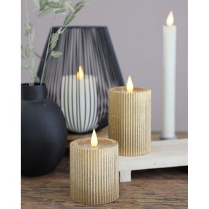 LED stompkaars in goud 7.5cm hoog met ribbel - Afbeelding 5