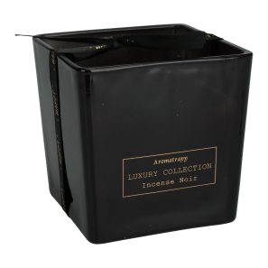Geurkaars Incense Noir in zwart vierkant glas 10x10cm - Afbeelding 1