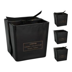 Geurkaars Incense Noir in zwart vierkant glas 10x10cm - Afbeelding 2