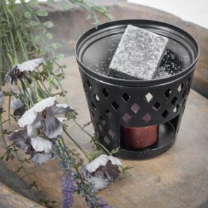 Waxwarmer zwart metaal hxb 8.5x9.5cm - B2B - Afbeelding 3